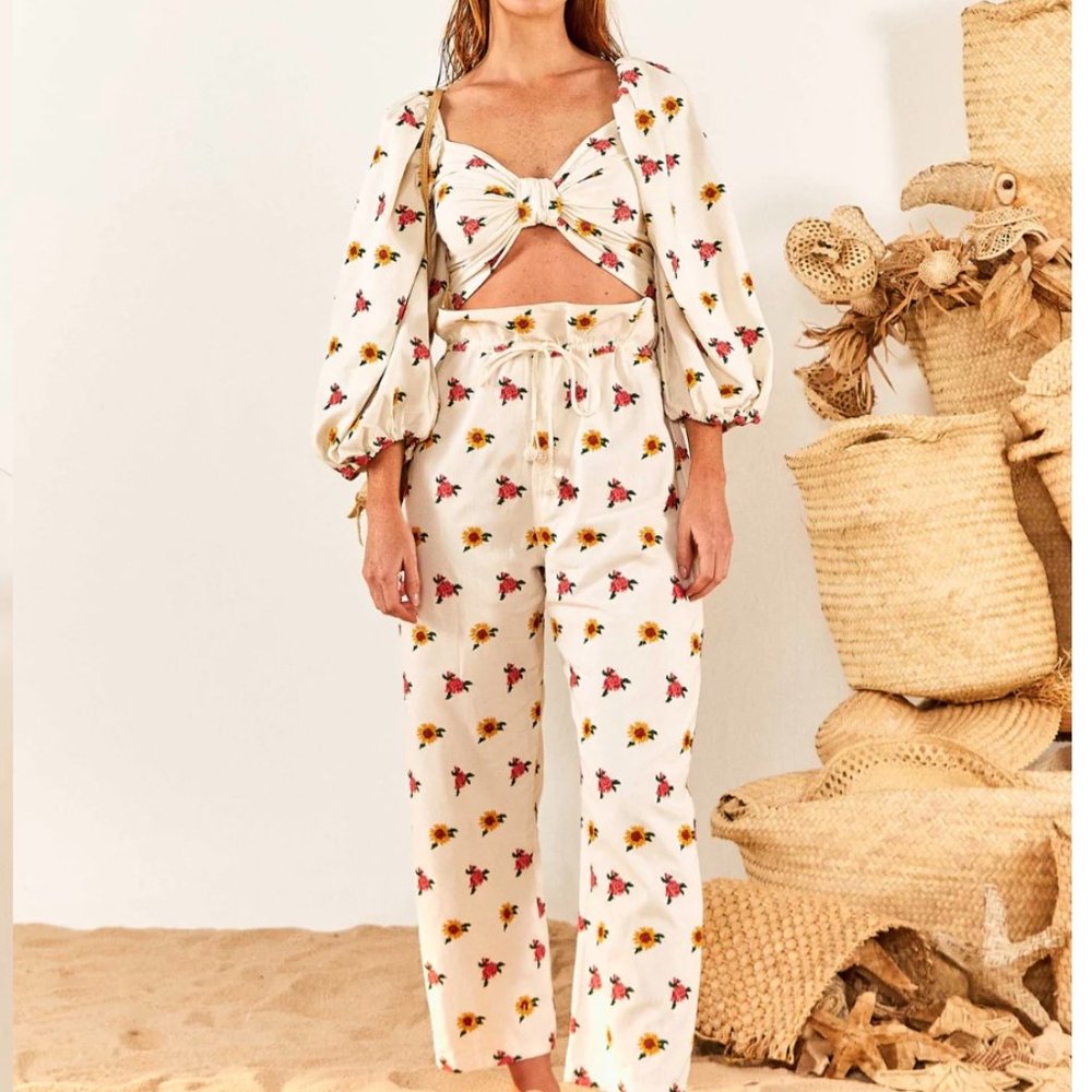 FARM Rio Floral Cross-Stitch Pants - NWT